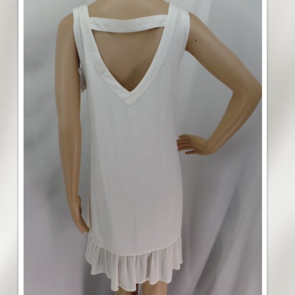 "OOBER SWANK" IVORY EMBROIDERED CASUAL CUT-OUT NECK BOHO SWING DRESS SZ: S NWT - Picture 3 of 7